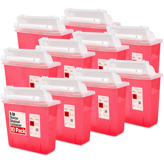 Medi-Bins 5 Qt Sharps Disposal Containers for Medical Waste Disposal (Box of 10)