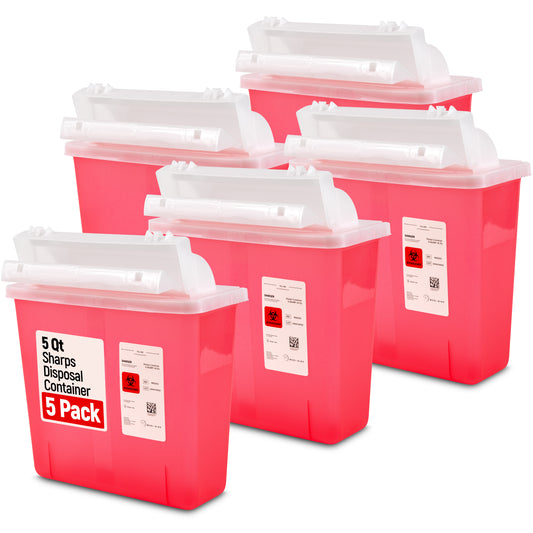 Medi-Bins 5 Qt Sharps Disposal Containers for Medical Waste Disposal (Box of 5)
